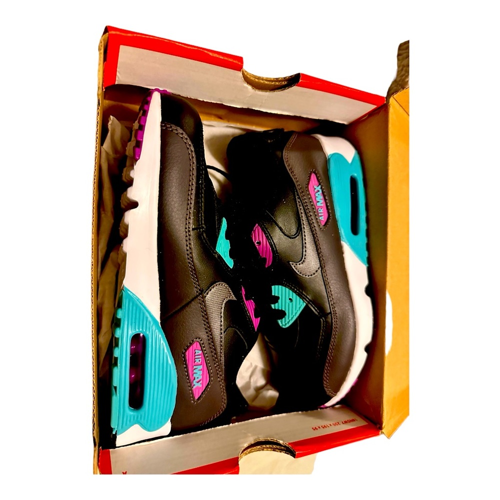 Nike Air Max 90 LTR  South Beach Kids Black Shoes Size 2.5y 833414-033 NIB
